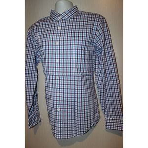 J Crew Flex Button Shirt Men's Large Blue Purple Plaid Long Sleeve